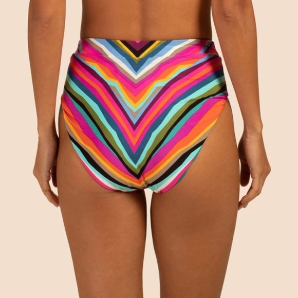 Trina Turk 'Louvre' Striped High-Waist Bikini Bottom, Multicolor - Picture 2 of 2